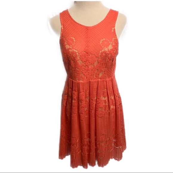 Free People Lace Open Back Nude Illusion Dress - Picture 1 of 5